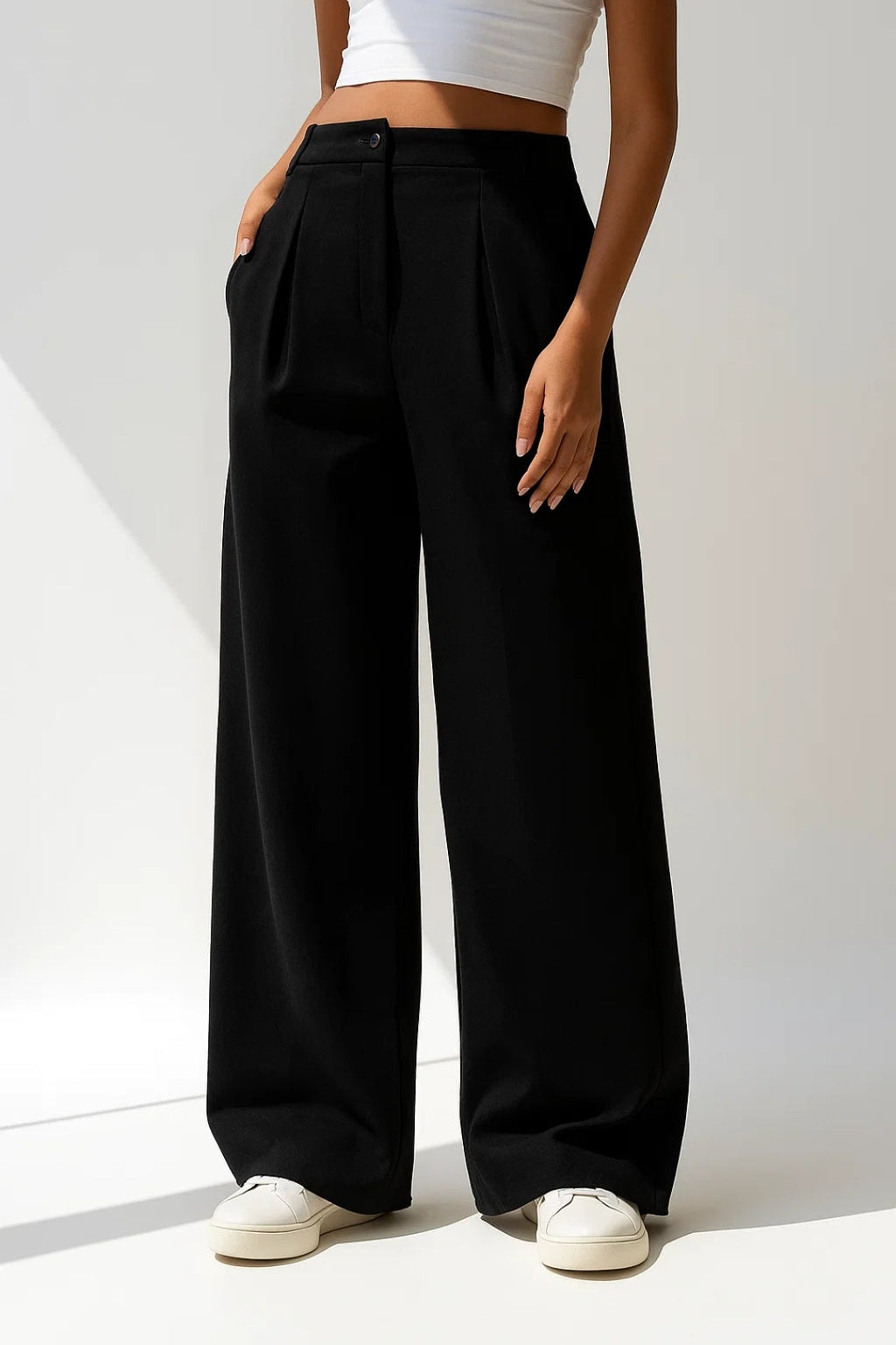 Women's Pleated Pants – High Rise Palazzo Pants