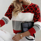 Women's Printed Graphic Sweater – Relaxed Long Sleeve Pullover
