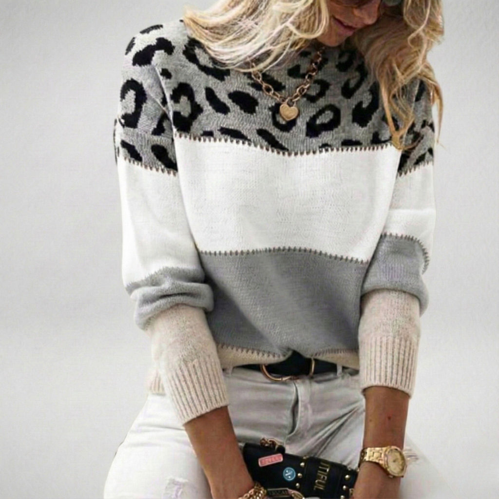 Women's Printed Graphic Sweater – Relaxed Long Sleeve Pullover