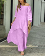 Women's Long Sleeve Leisure Set – Relaxed Top & Coordinated Pants