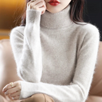 Women's Classic High Neck Sweater – Winter Turtleneck Knit Pullover
