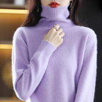 Women's Classic High Neck Sweater – Winter Turtleneck Knit Pullover