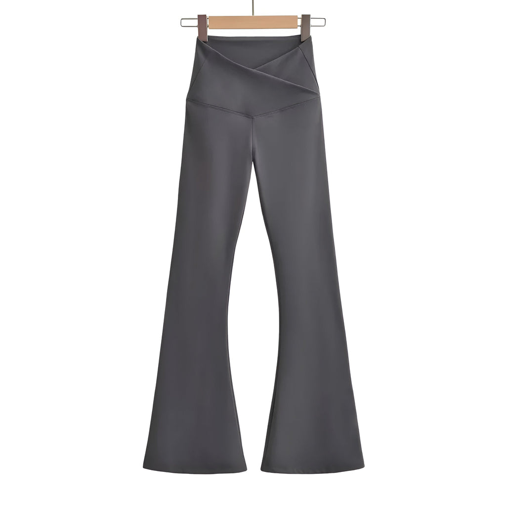 Women's High Waisted Flared Stretch Trousers – Fitted Everyday Pants