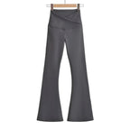 Women's High Waisted Flared Stretch Trousers – Fitted Everyday Pants