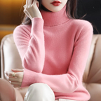 Women's Classic High Neck Sweater – Winter Turtleneck Knit Pullover