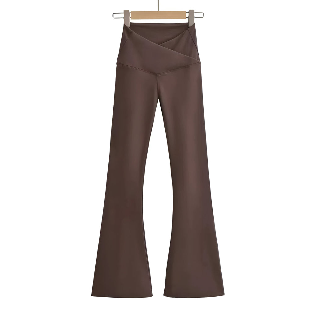 Women's High Waisted Flared Stretch Trousers – Fitted Everyday Pants