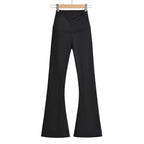 Women's High Waisted Flared Stretch Trousers – Fitted Everyday Pants