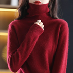 Women's Classic High Neck Sweater – Winter Turtleneck Knit Pullover