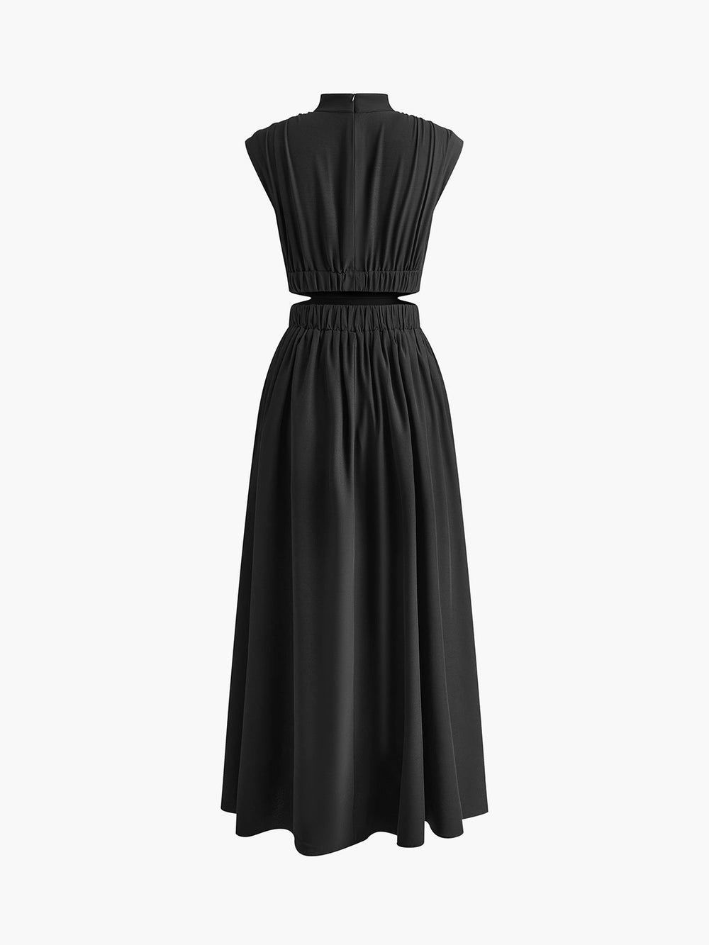 Women's Mock Neck Cutout Maxi Dress – Sleeveless Fitted Evening Dress