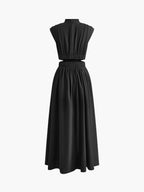 Women's Mock Neck Cutout Maxi Dress – Sleeveless Fitted Evening Dress