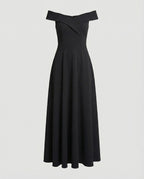 Women's Off-Shoulder Evening Maxi Dress – Fitted Formal Occasion Gown