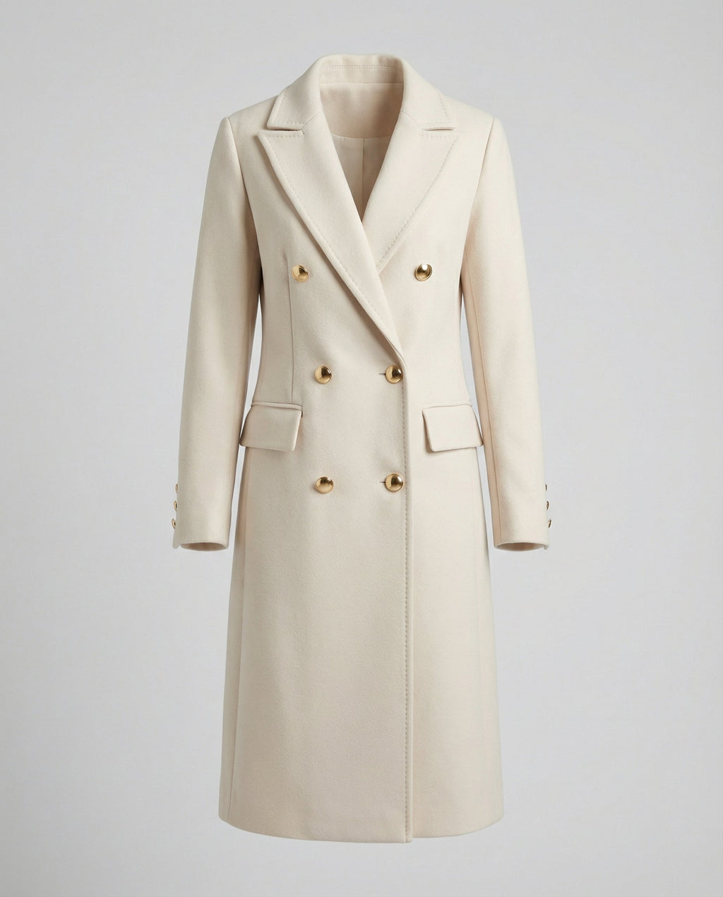 Women's Double-Breasted Winter Overcoat – Tailored Long Sleeve Coat