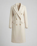 Women's Double-Breasted Winter Overcoat – Tailored Long Sleeve Coat