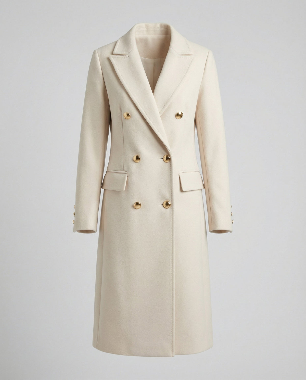 Women's Double-Breasted Winter Overcoat – Tailored Long Sleeve Coat