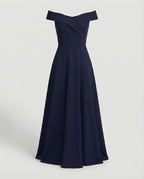 Women's Off-Shoulder Evening Maxi Dress – Fitted Formal Occasion Gown