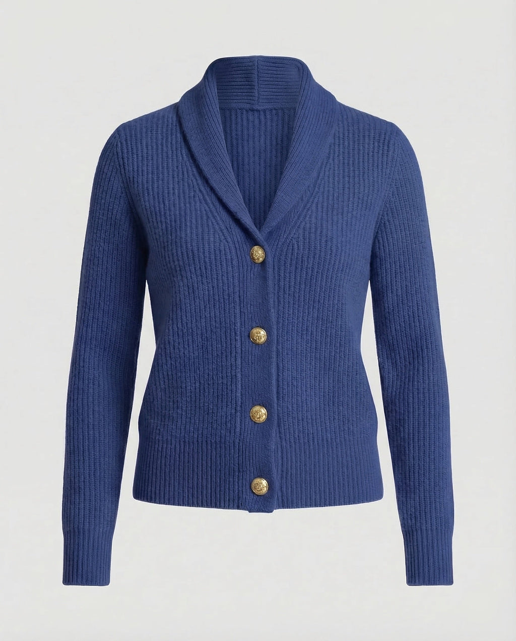 Women's Lapel Collar Knit Cardigan – Button Front Long Sleeve Cardigan
