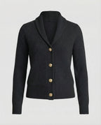 Women's Lapel Collar Knit Cardigan – Button Front Long Sleeve Cardigan