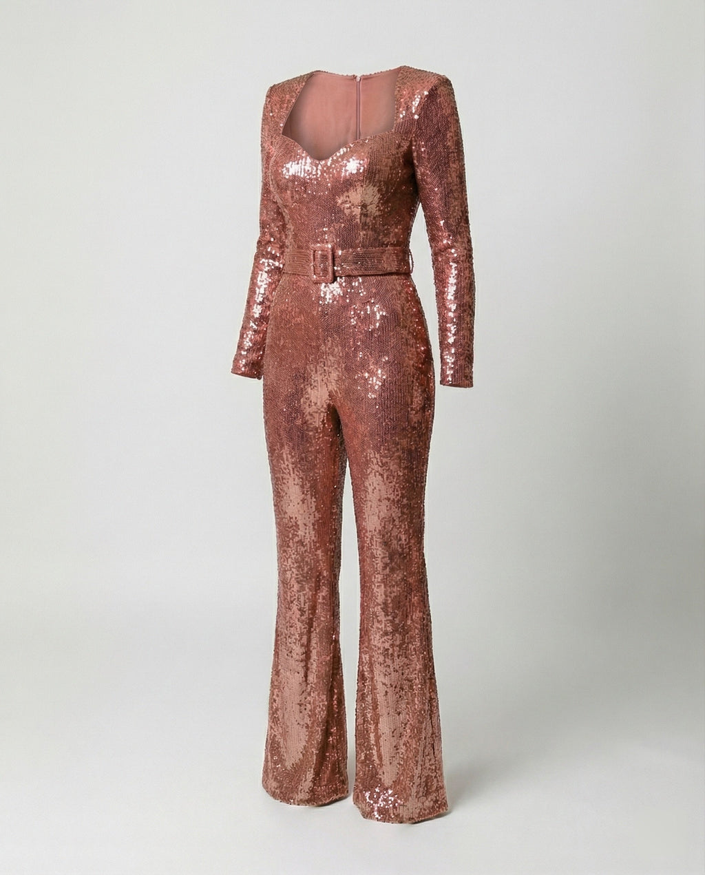 Women's Long Sleeve Sequin Jumpsuit – Fitted Cocktail Party Jumpsuit