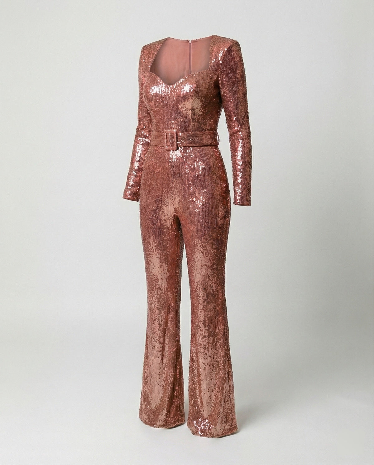 Women's Long Sleeve Sequin Jumpsuit – Fitted Cocktail Party Jumpsuit