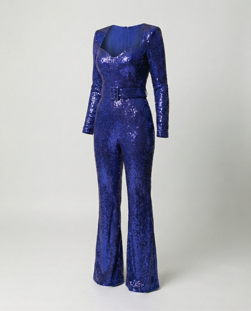 Women's Long Sleeve Sequin Jumpsuit – Fitted Cocktail Party Jumpsuit