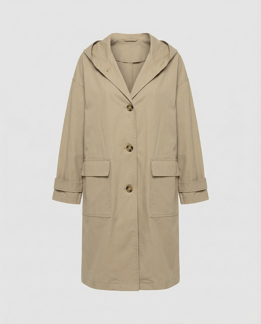 Women's Long Belted Trench Coat – Adjustable Waist Transitional Overcoat