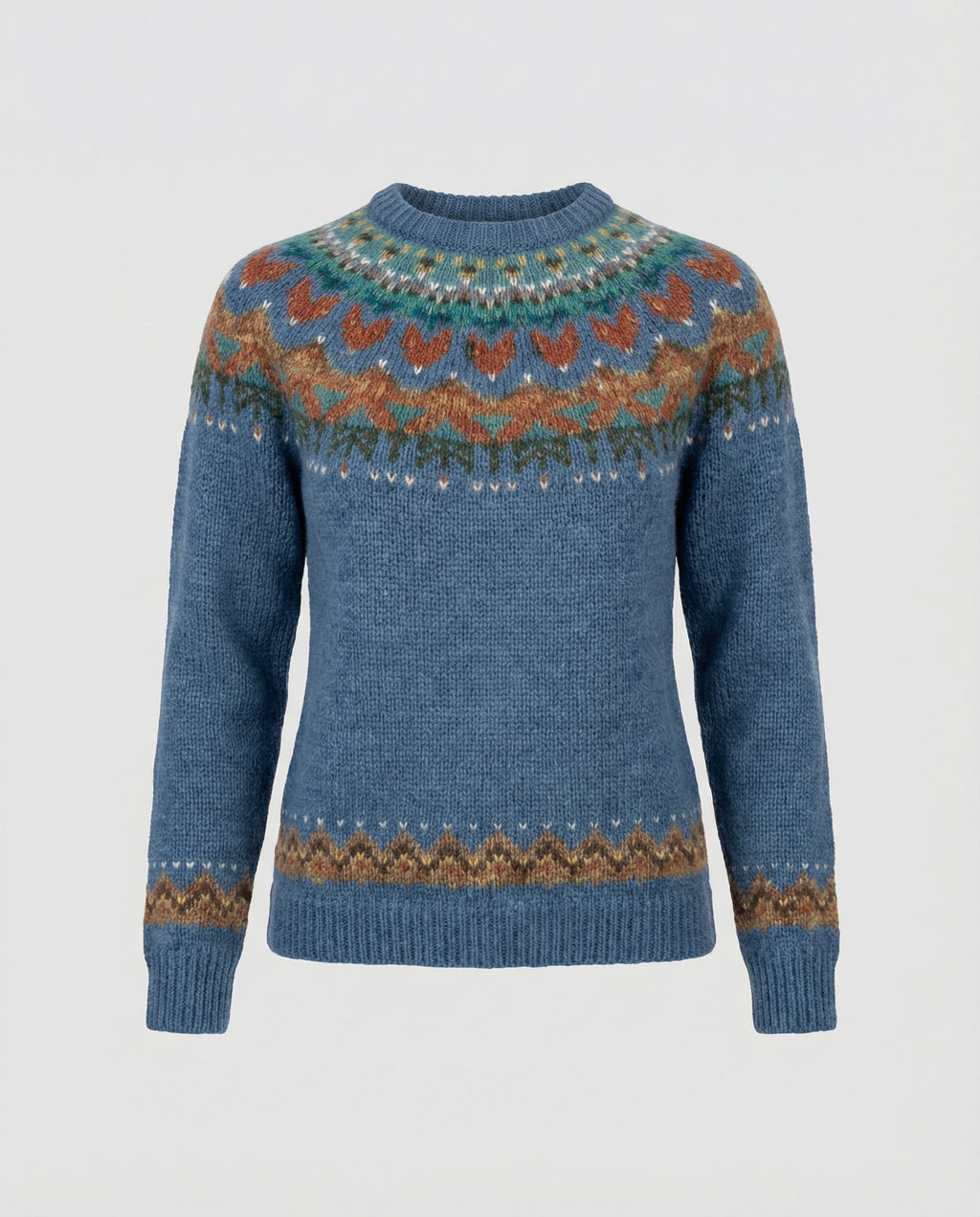 Women's Vintage Nordic Sweater – Icelandic Pattern Crew Neck Pullover