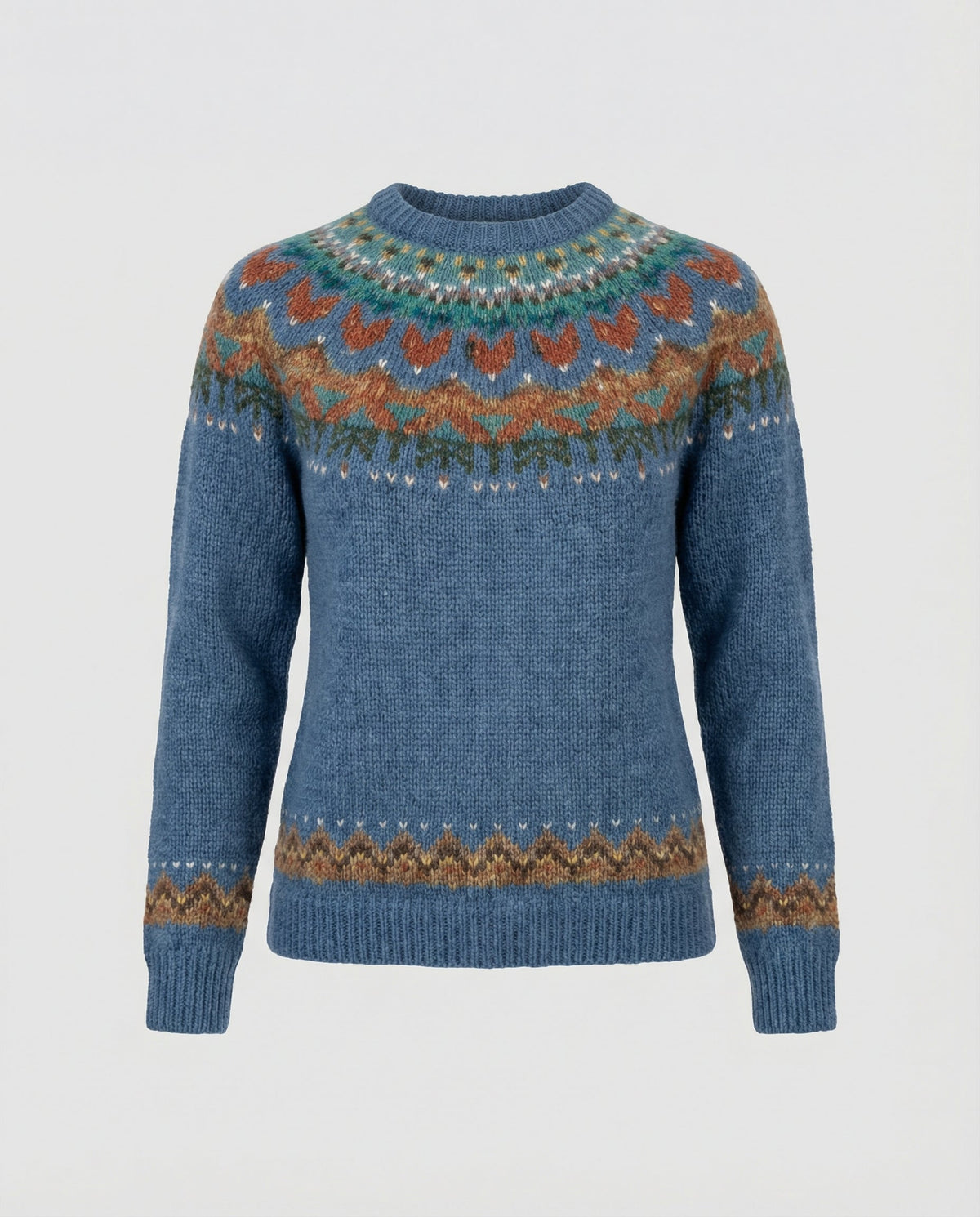 Women's Vintage Nordic Sweater – Icelandic Pattern Crew Neck Pullover