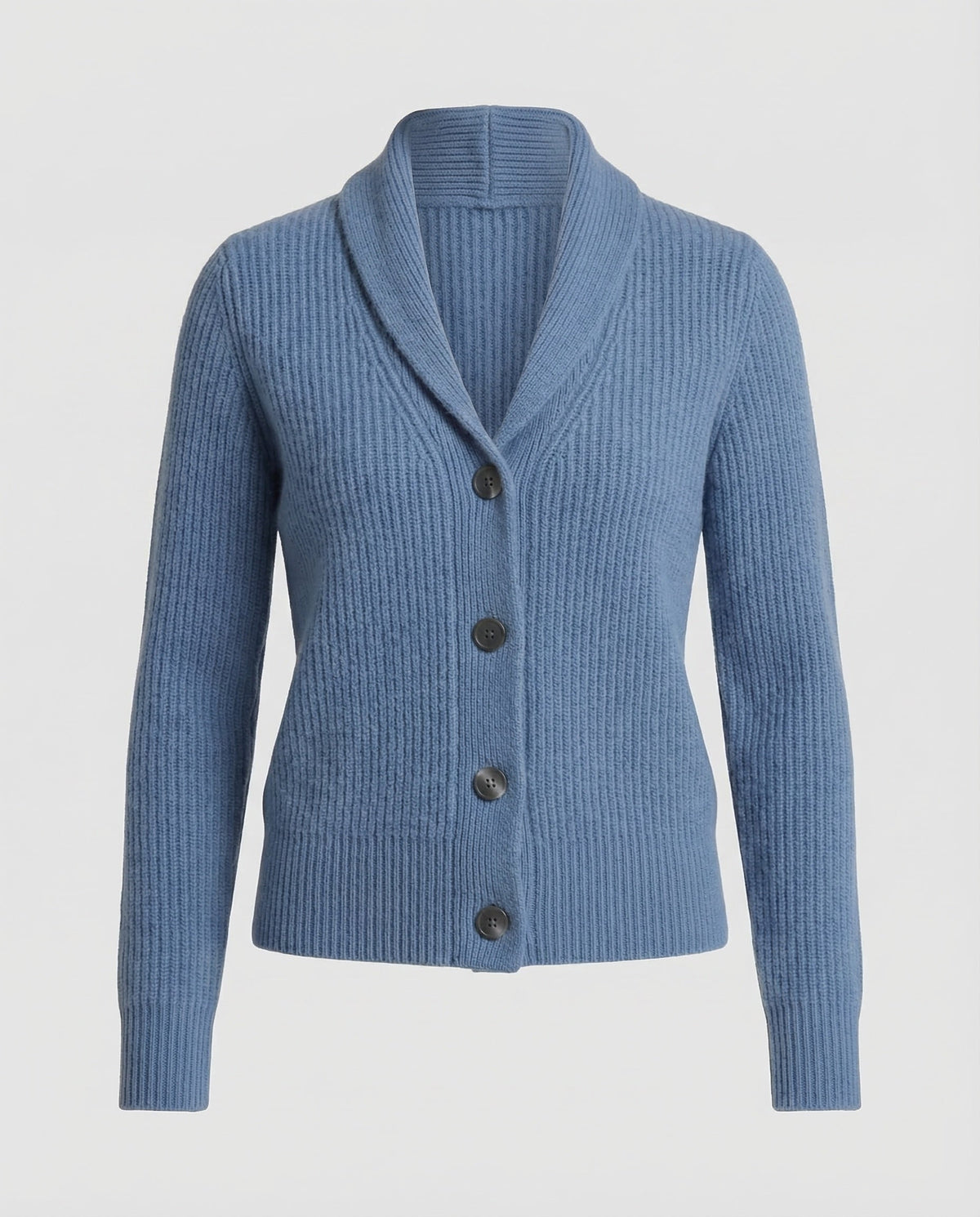 Women's Lapel Collar Knit Cardigan – Button Front Long Sleeve Cardigan