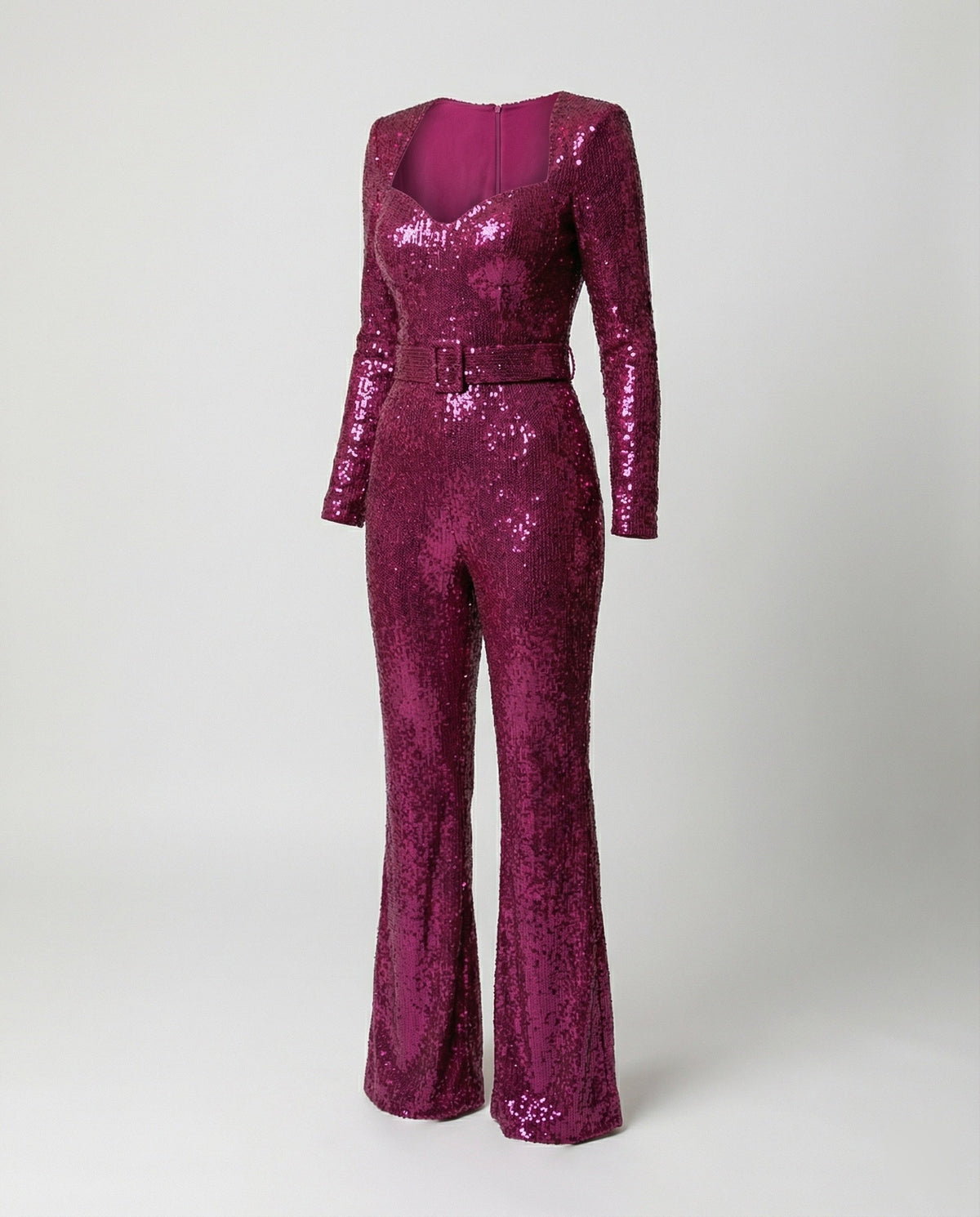 Women's Long Sleeve Sequin Jumpsuit – Fitted Cocktail Party Jumpsuit