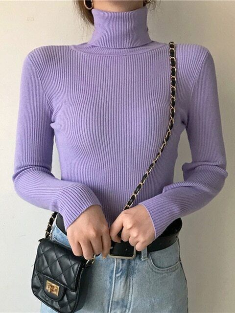 Women's Classic Roll Neck Sweater – Turtleneck Winter Knit Sweater