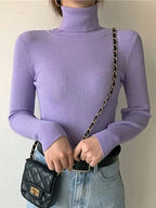 Women's Classic Roll Neck Sweater – Turtleneck Winter Knit Sweater
