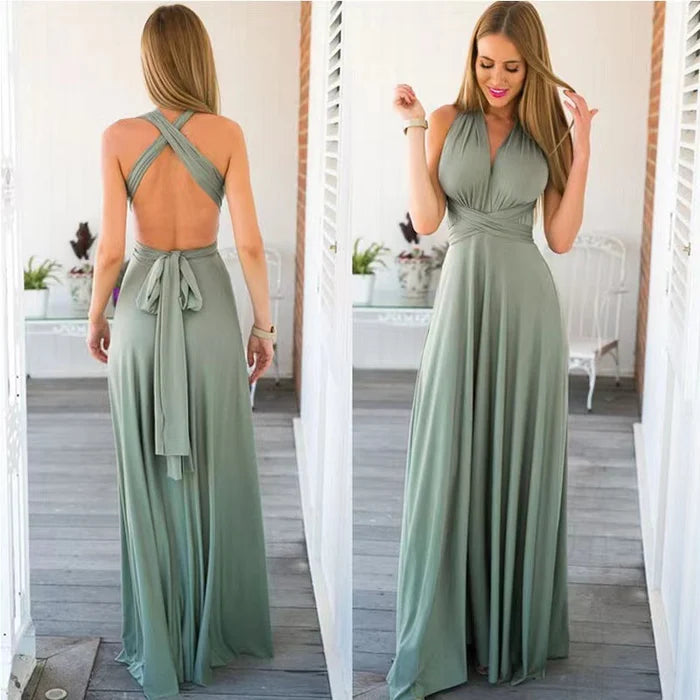 Women's Multiway Wrap Maxi Dress – Convertible Strappy Occasion Dress