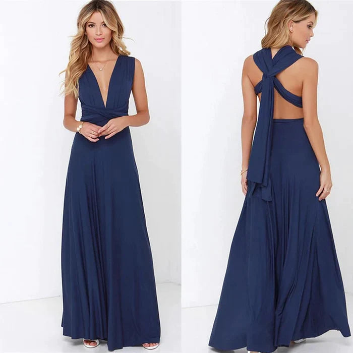 Women's Multiway Wrap Maxi Dress – Convertible Strappy Occasion Dress