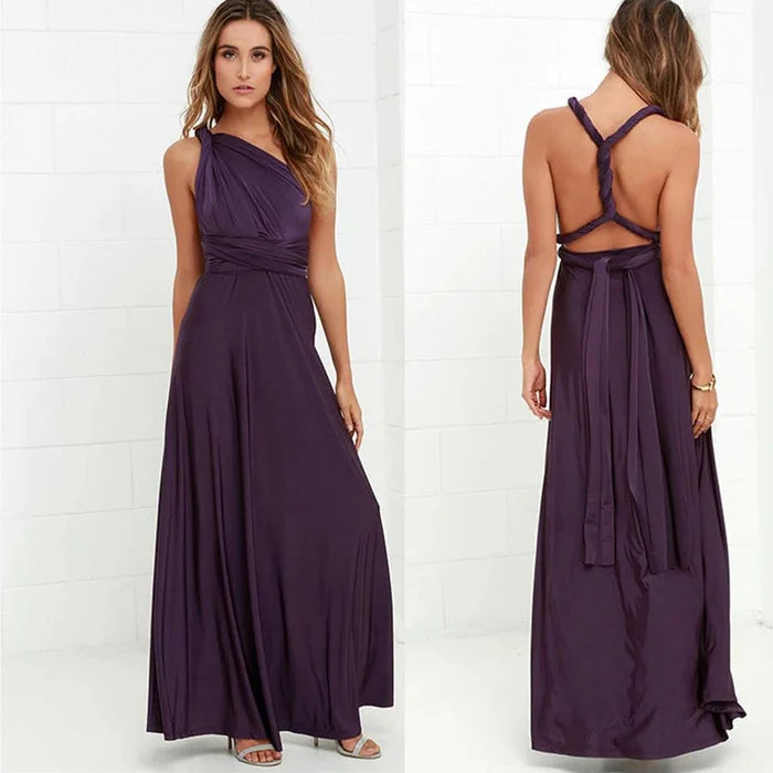 Women's Multiway Wrap Maxi Dress – Convertible Strappy Occasion Dress