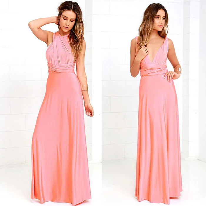 Women's Multiway Wrap Maxi Dress – Convertible Strappy Occasion Dress