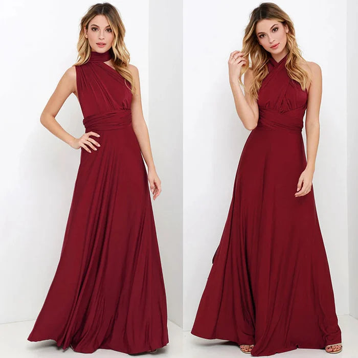 Women's Multiway Wrap Maxi Dress – Convertible Strappy Occasion Dress