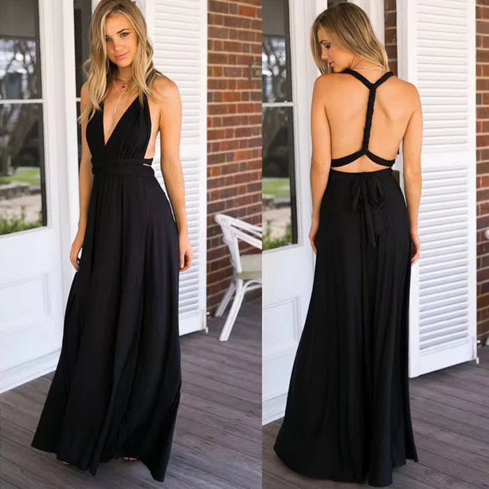 Women's Multiway Wrap Maxi Dress – Convertible Strappy Occasion Dress