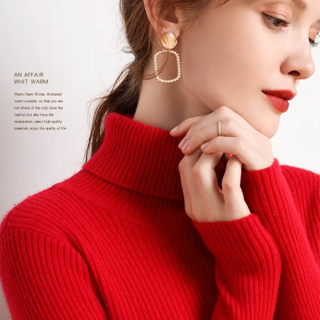 Women's Classic Roll Neck Sweater – Turtleneck Winter Knit Sweater
