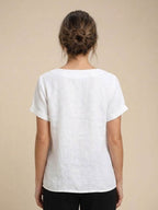 Women's Crew Neck Button Blouse – Relaxed Fit Long Sleeve Blouse