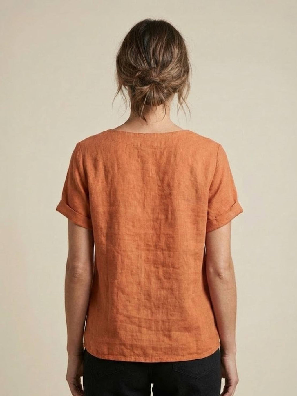 Women's Crew Neck Button Blouse – Relaxed Fit Long Sleeve Blouse