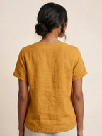 Women's Crew Neck Button Blouse – Relaxed Fit Long Sleeve Blouse