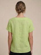 Women's Crew Neck Button Blouse – Relaxed Fit Long Sleeve Blouse
