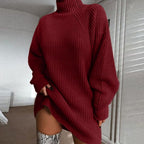 Women's Oversized Longline Sweater – Relaxed Winter Knit Sweater
