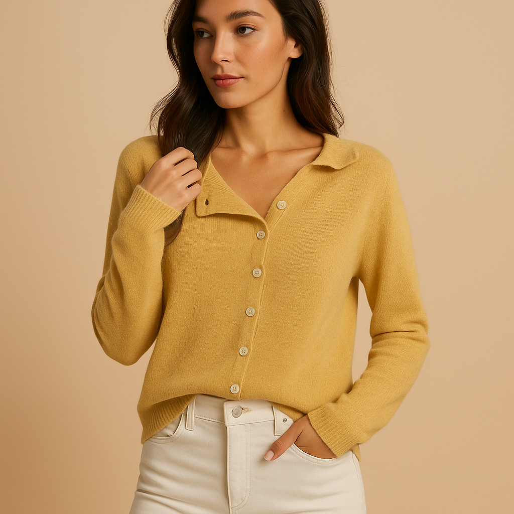 Women's Round Neck Knit Cardigan – Classic Long Sleeve Cardigan