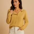 Women's Round Neck Knit Cardigan – Classic Long Sleeve Cardigan