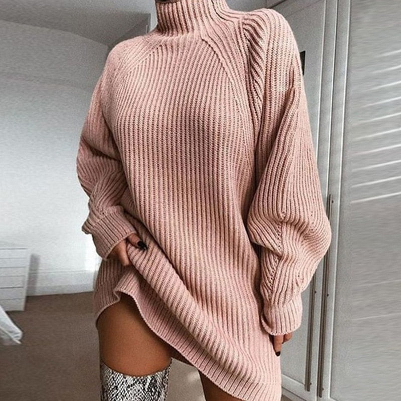 Women's Oversized Longline Sweater – Relaxed Winter Knit Sweater