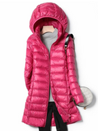 Women's Lightweight Puffer Coat – Longline Removable Hood Jacket
