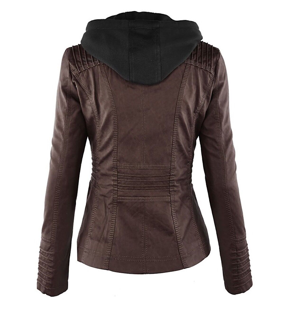 Women's Classic Biker Jacket – Zip-Up Faux Leather Moto Jacket