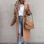 Women's Tailored Longline Coat – Classic Button Front Overcoat