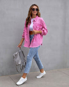 Women's Oversized Casual Jacket – Relaxed Button Front Jacket